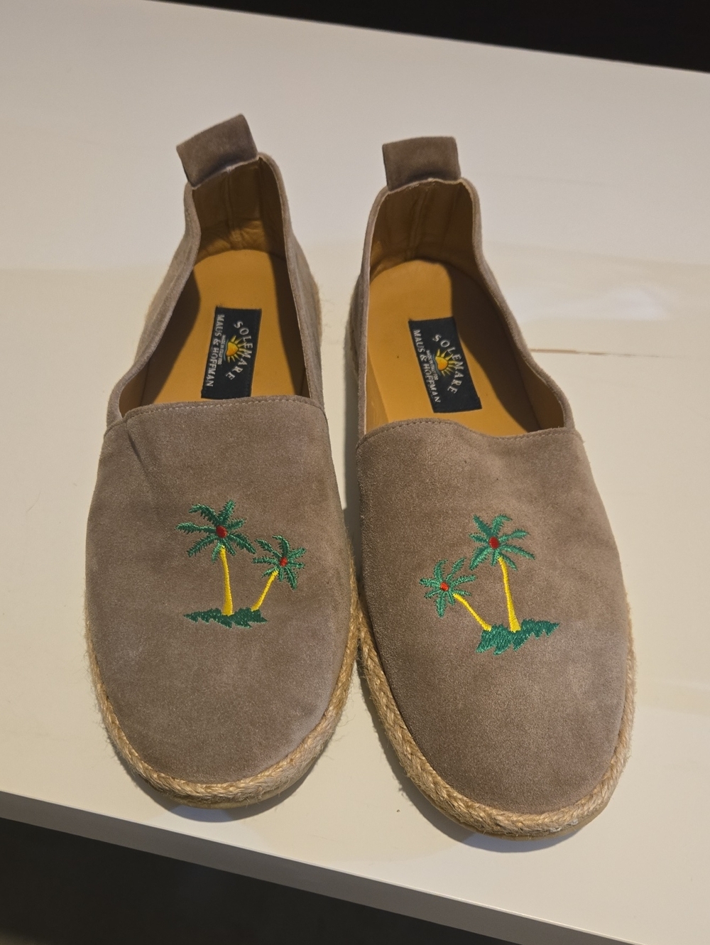 Palm Tree Embroidered Suede Espadrilles - Solemare Maus & Hoffman